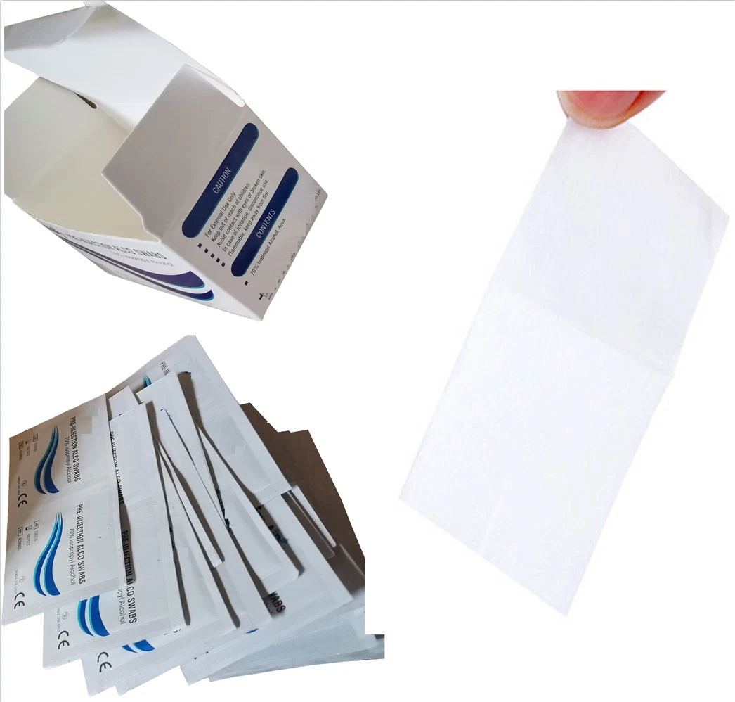 CE Saturated 75% Ethyl Alcohol Pad Pre Injection Alco Swab 70% Isopropyl Nonwoven Alcohol Pad